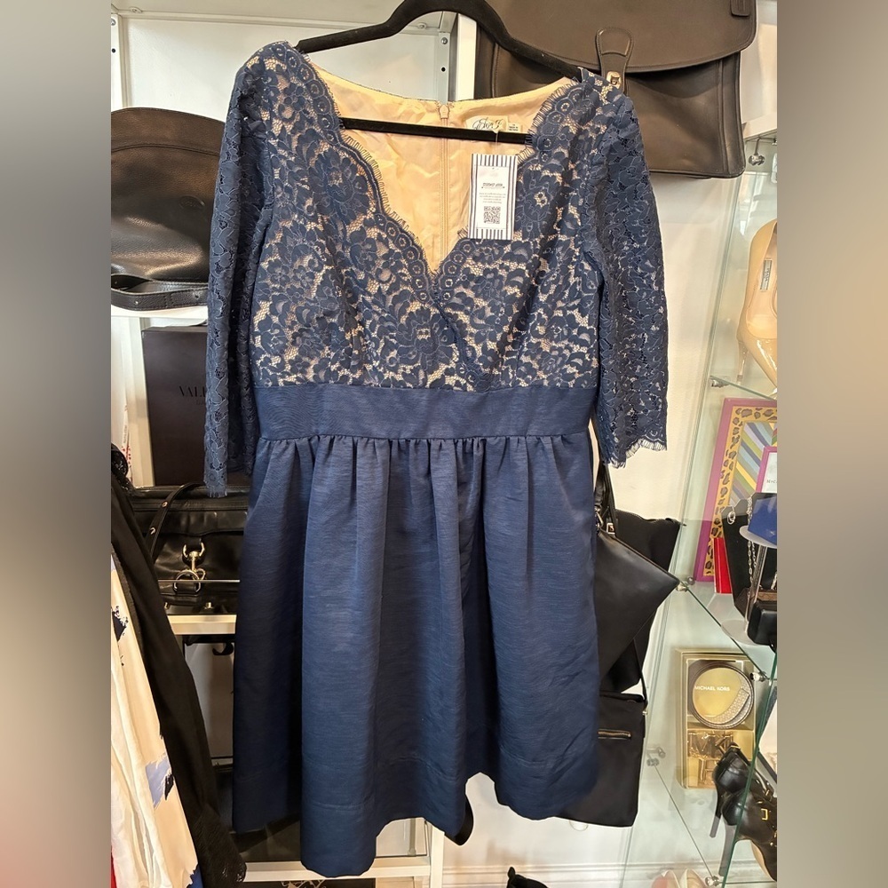 Eliza J blue lace top short cocktail dress size 14